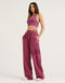 College Combed Fleece Wide Leg Sweatpant - Plum