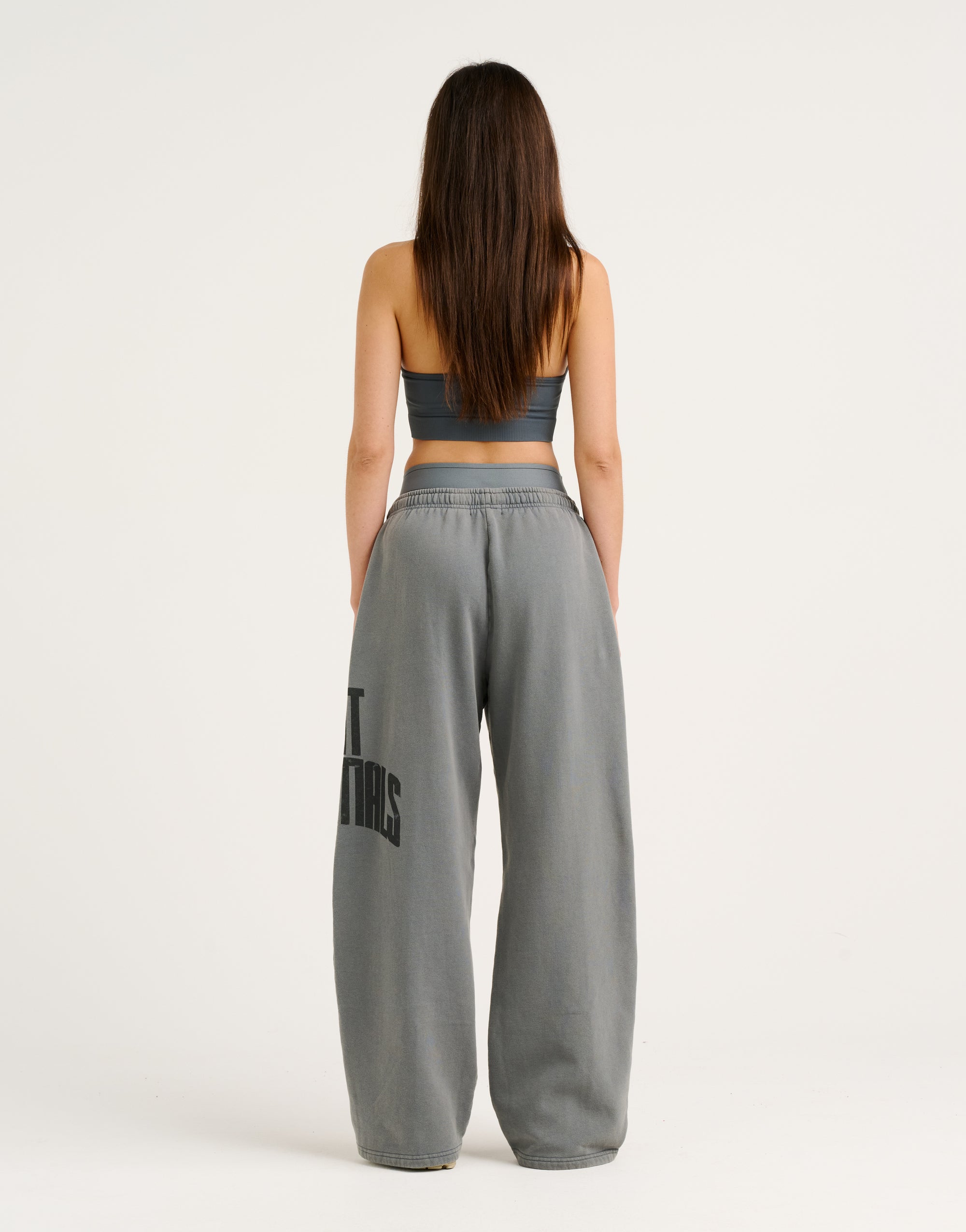 College Combed Fleece Wide Leg Sweatpant - Storm Grey