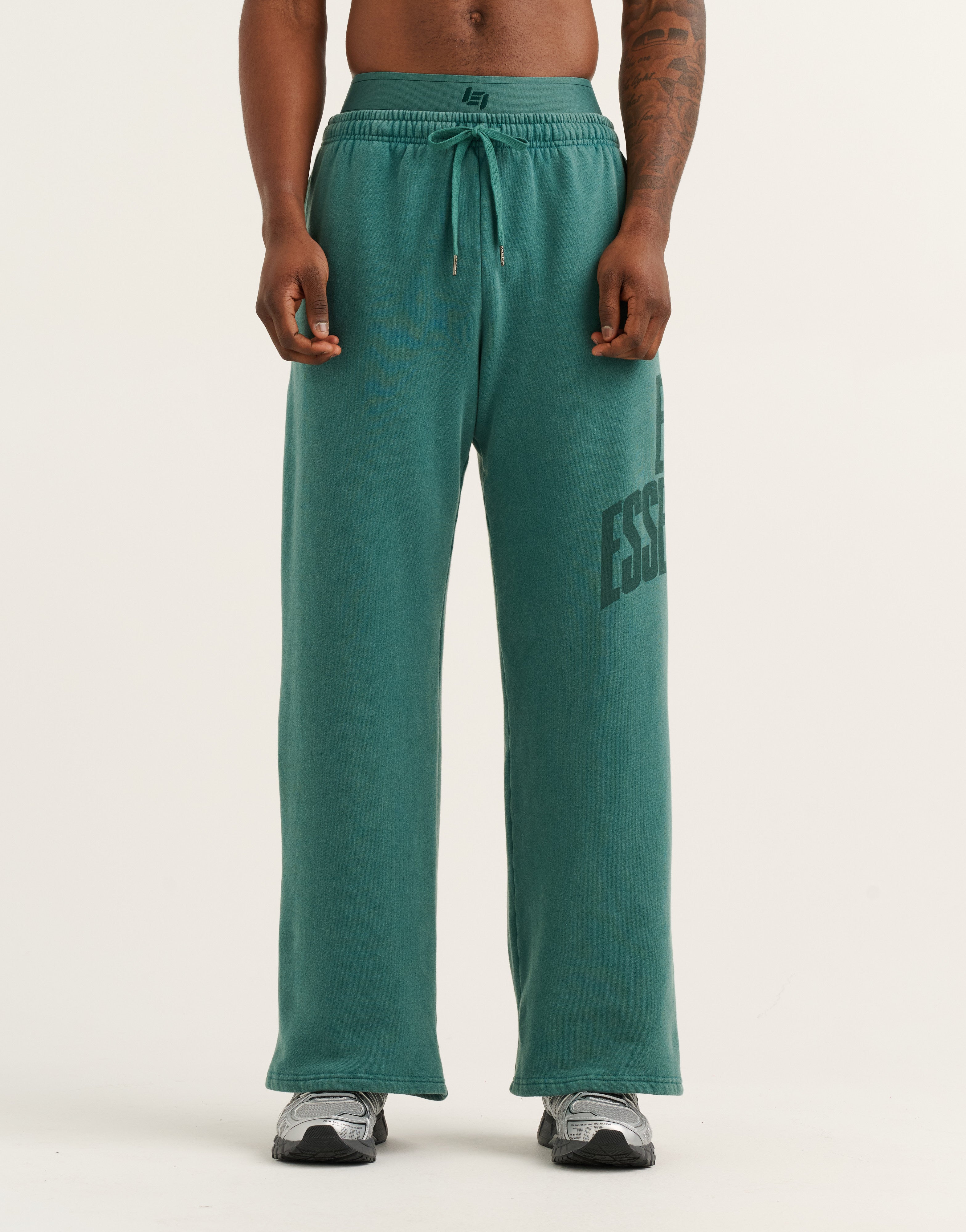 College Combed Fleece Wide Leg Sweatpant - Teal