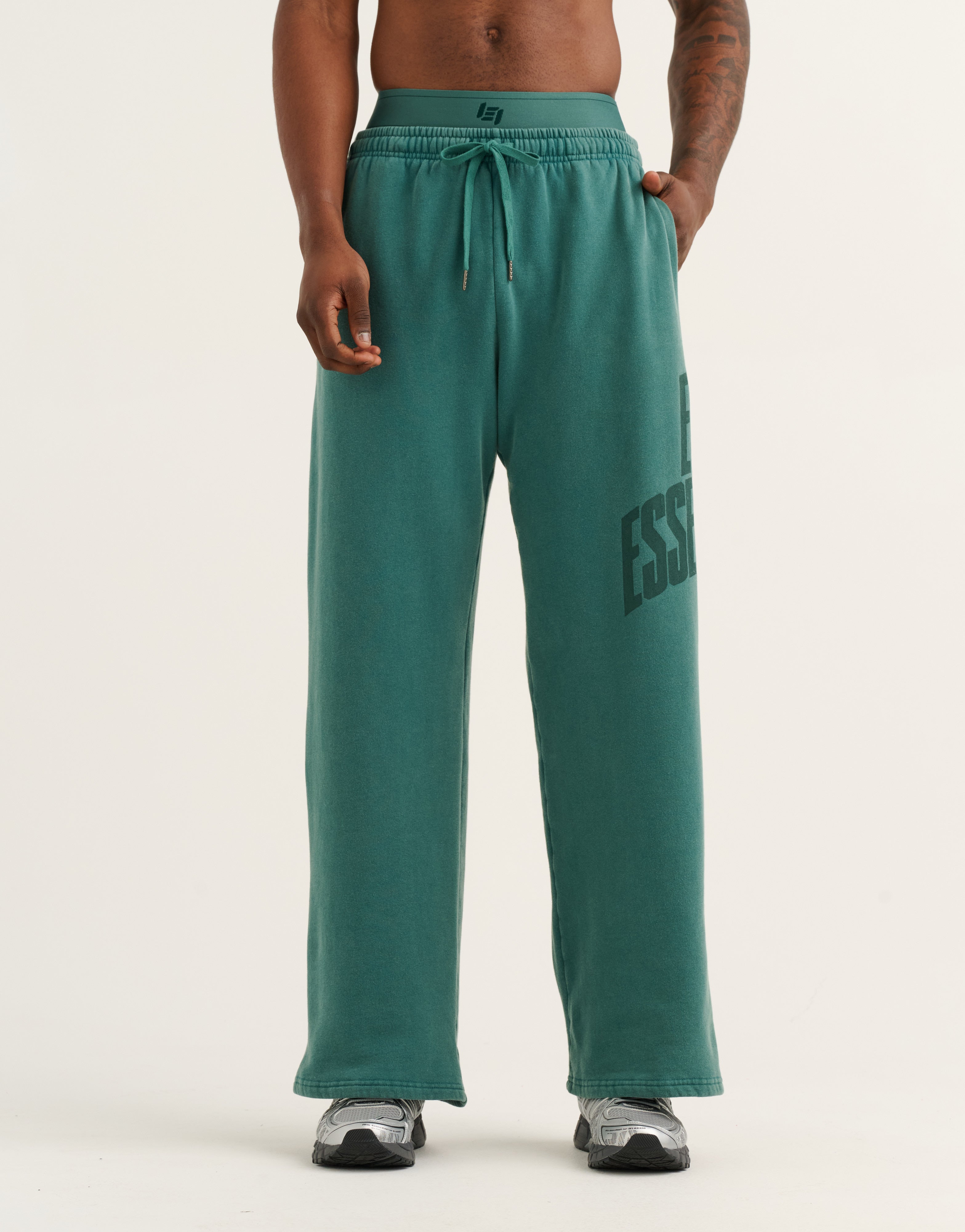 College Combed Fleece Wide Leg Sweatpant - Teal