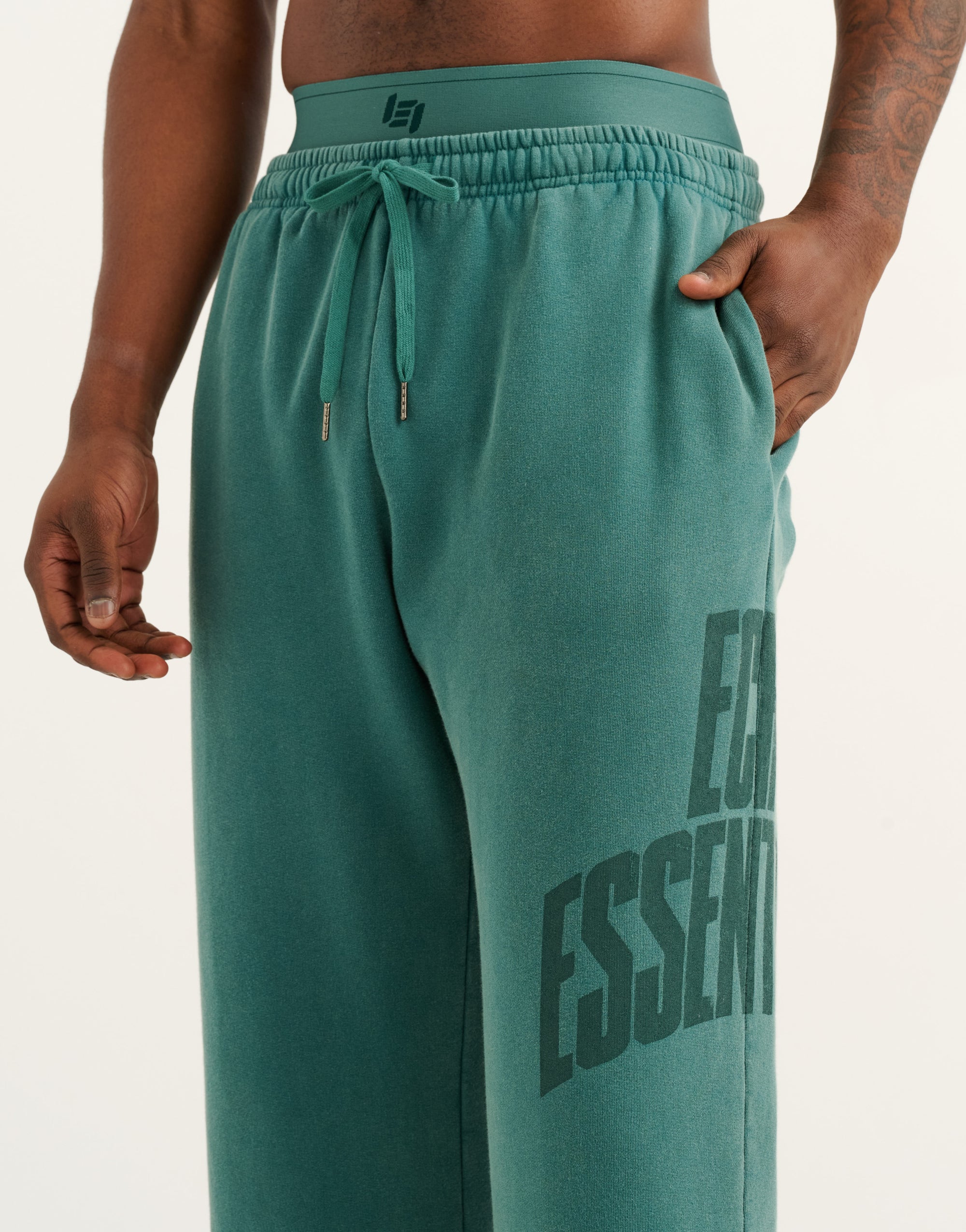 College Combed Fleece Wide Leg Sweatpant - Teal