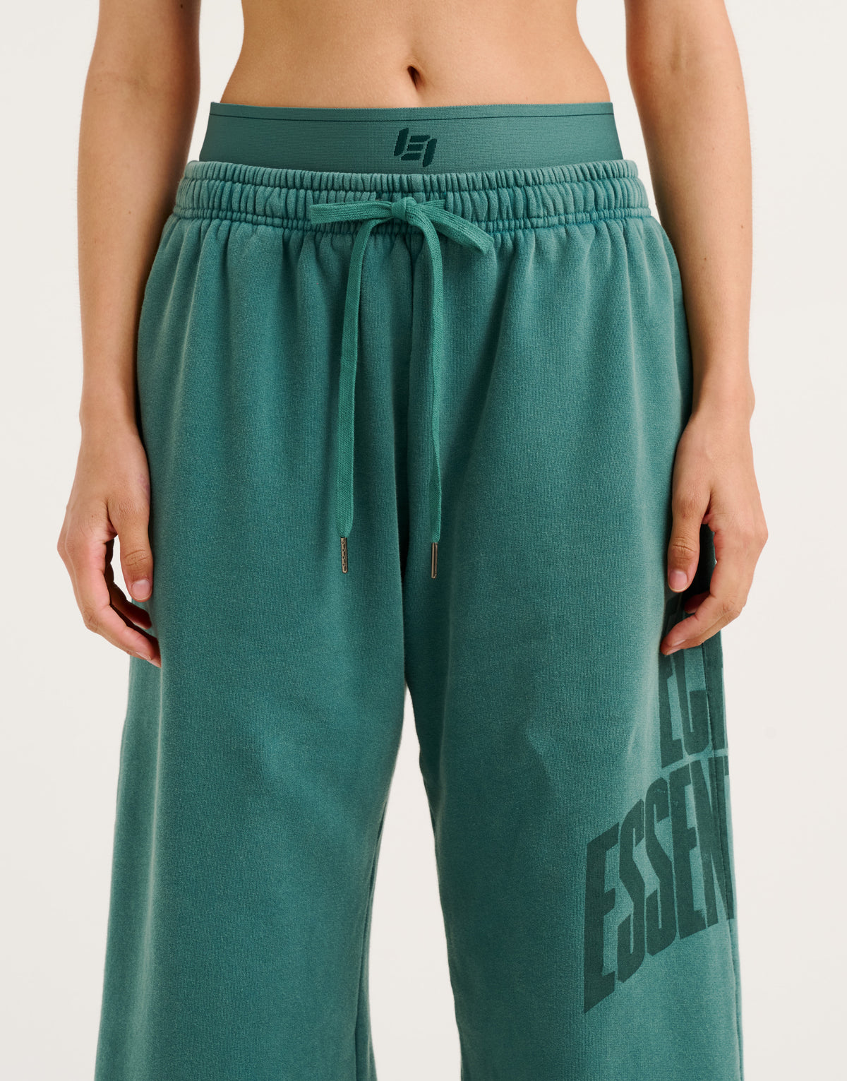 College Combed Fleece Wide Leg Sweatpant - Teal