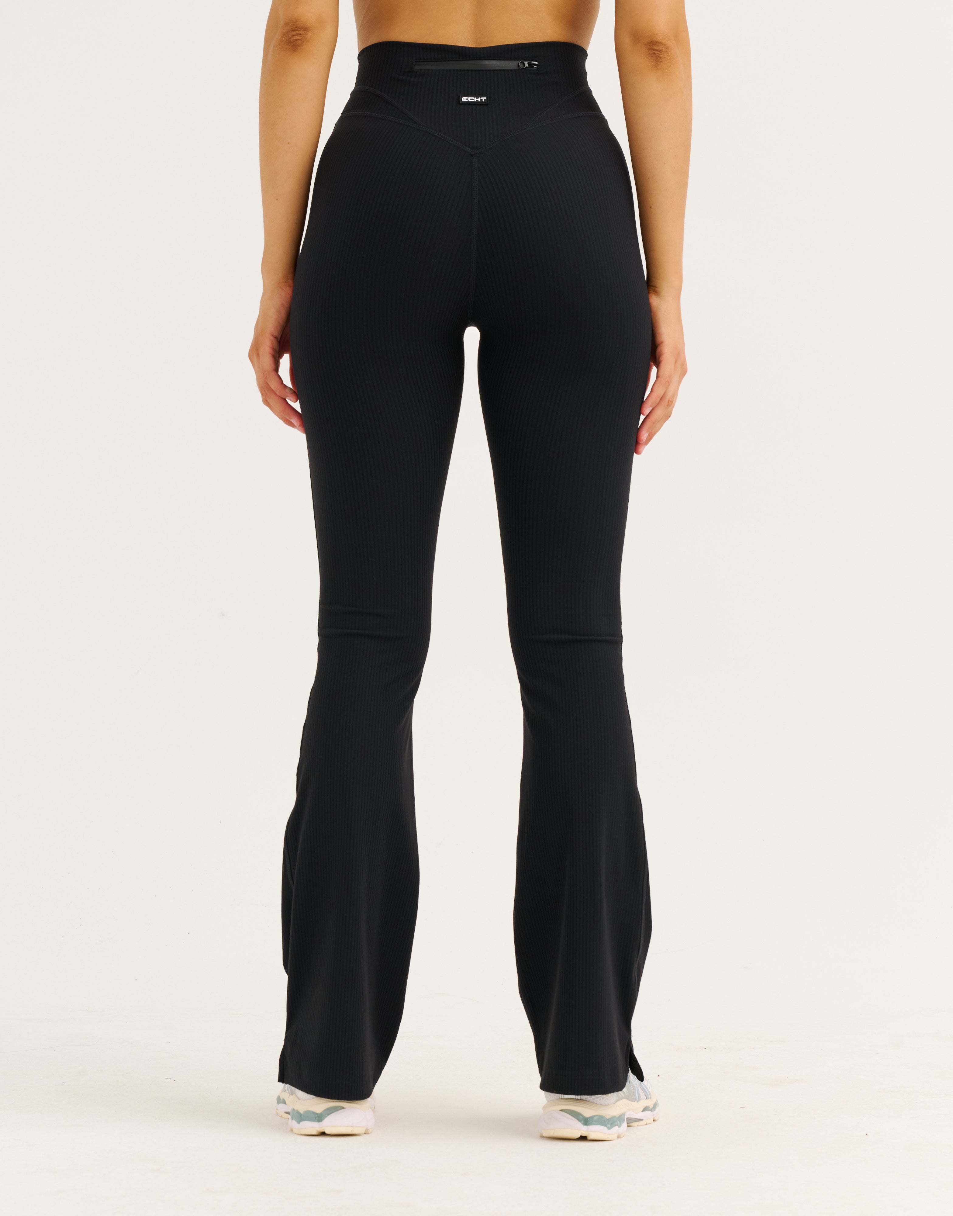 Flare Ribbed Leggings V2 - Black