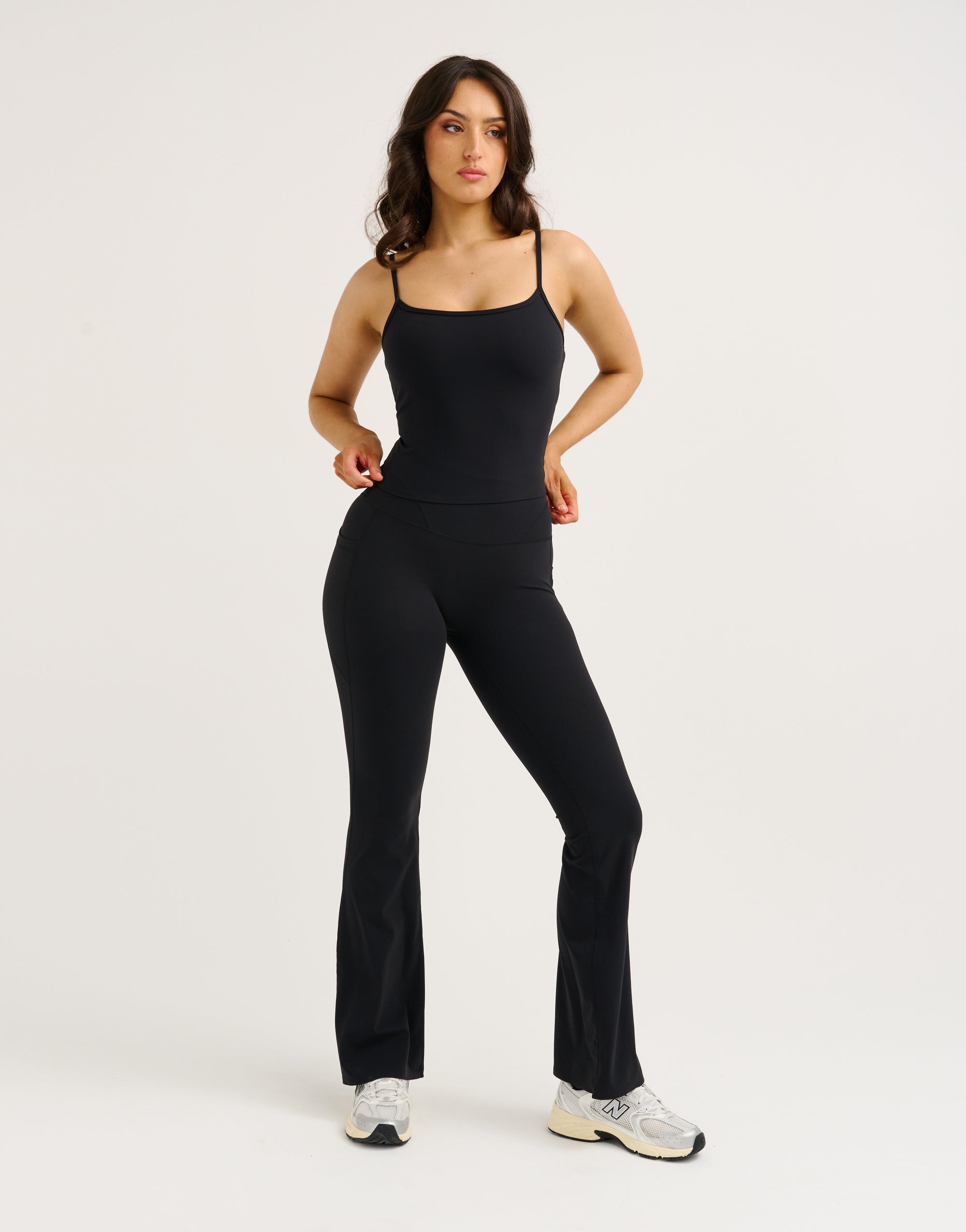 Lycra Invisible Scrunch Pocket Flare Leggings - Black