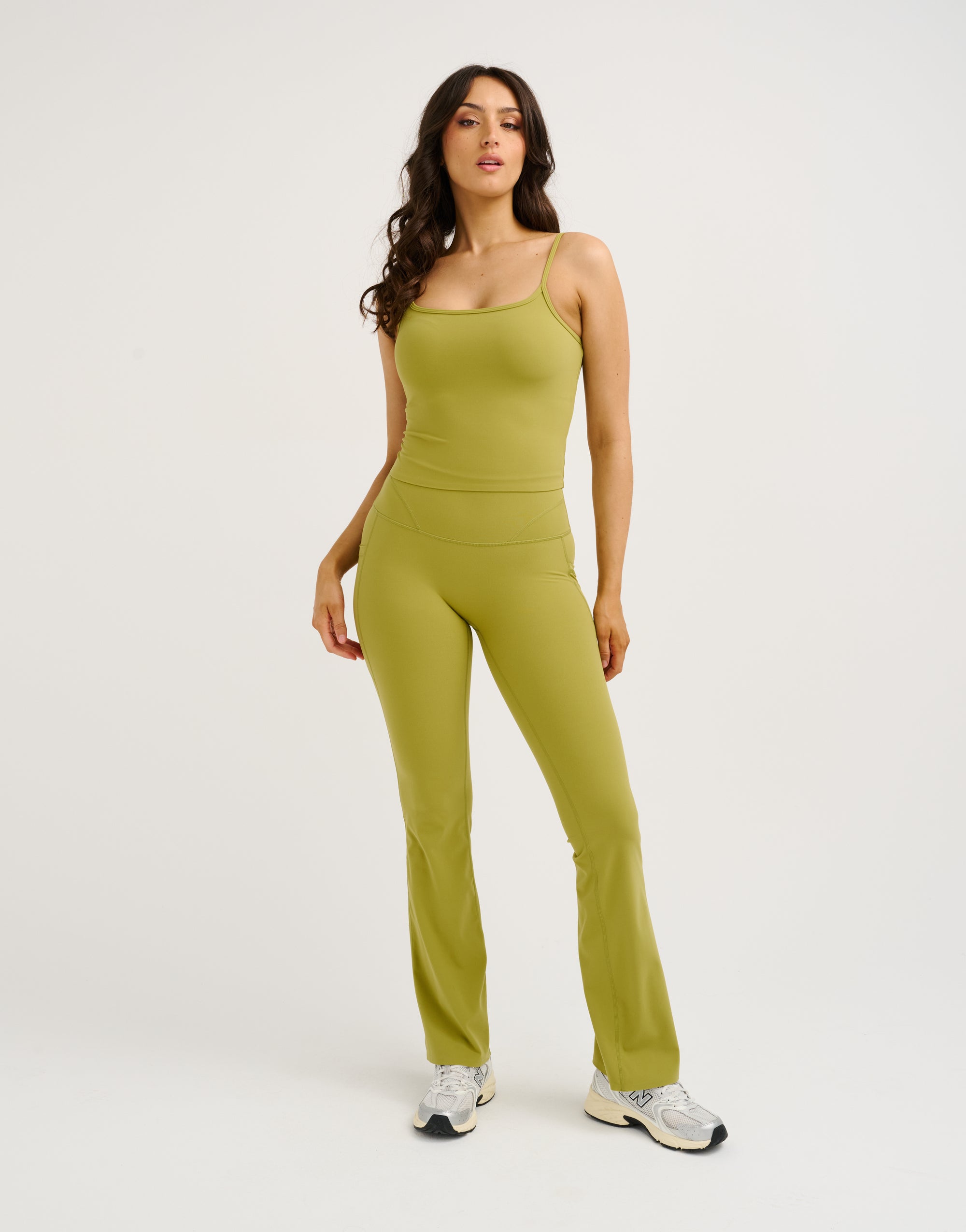 Lycra Invisible Scrunch Pocket Flare Leggings - Olive