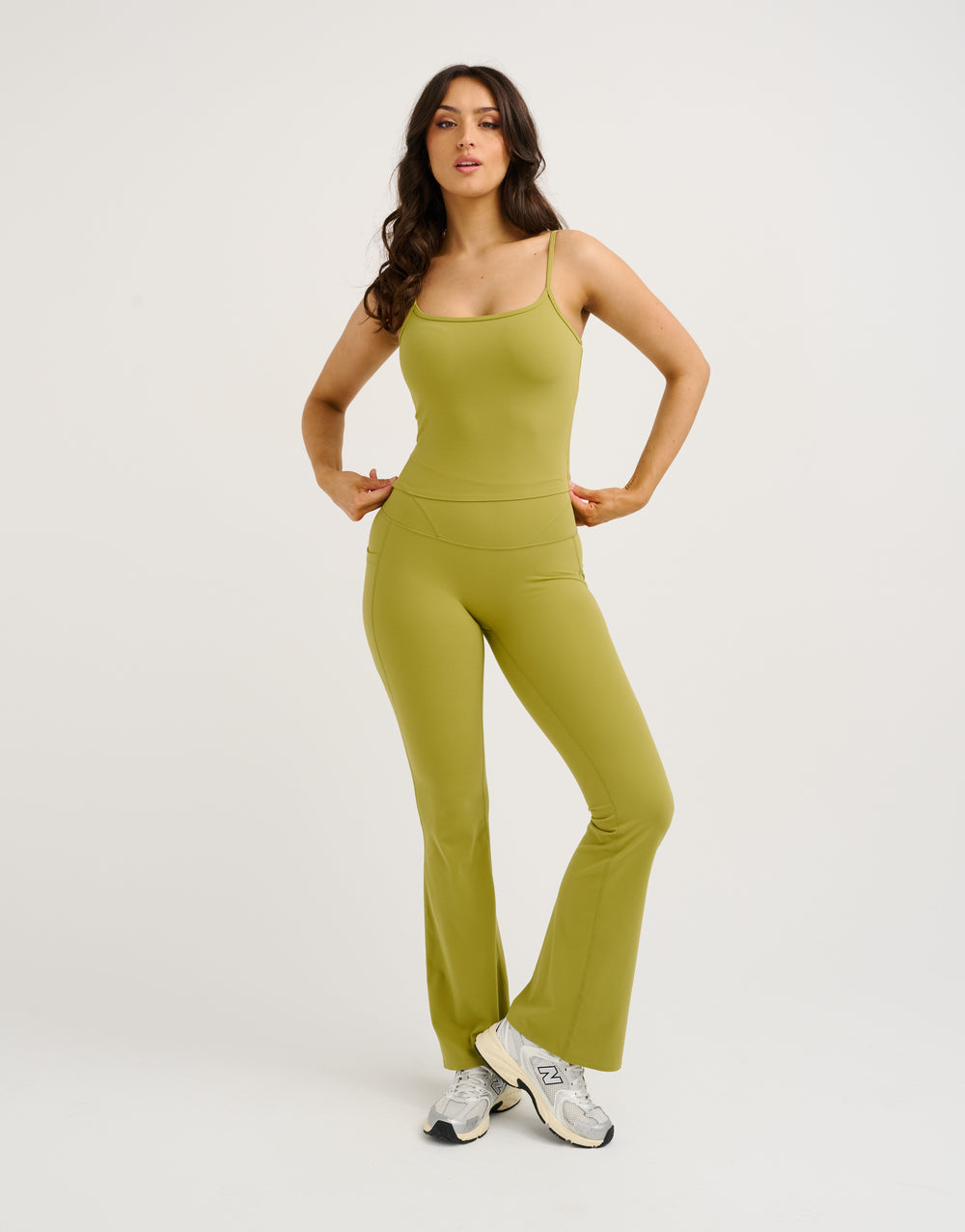 Lycra Invisible Scrunch Pocket Flare Leggings - Olive