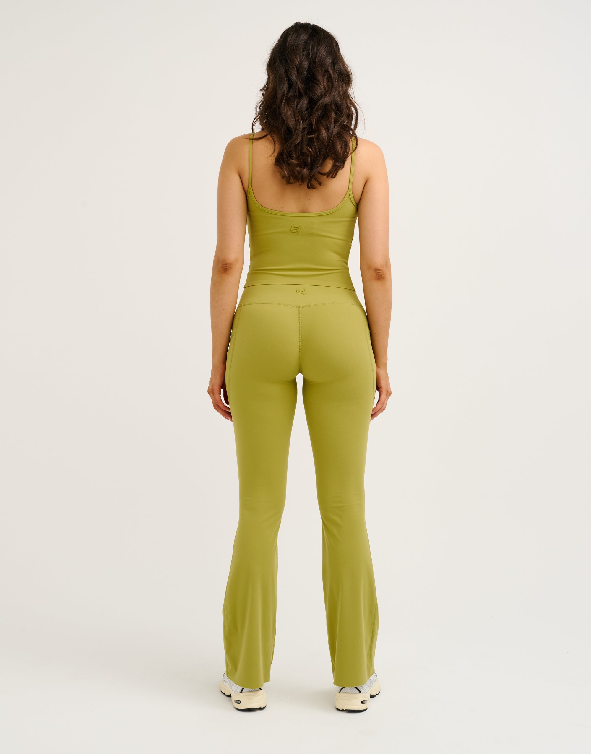 Lycra Invisible Scrunch Pocket Flare Leggings - Olive
