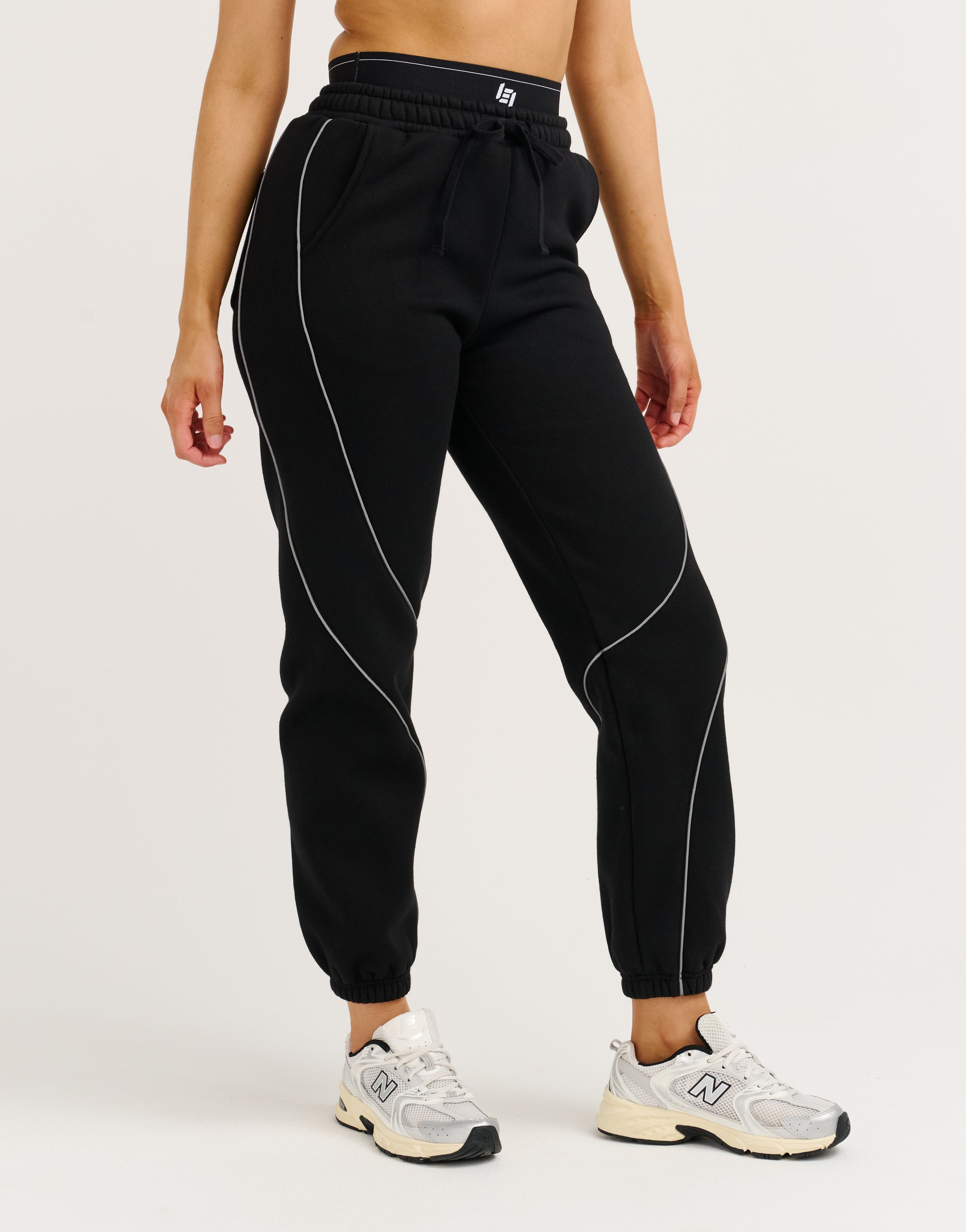 Elemental Layered Jogger Sweatpants - Black/White