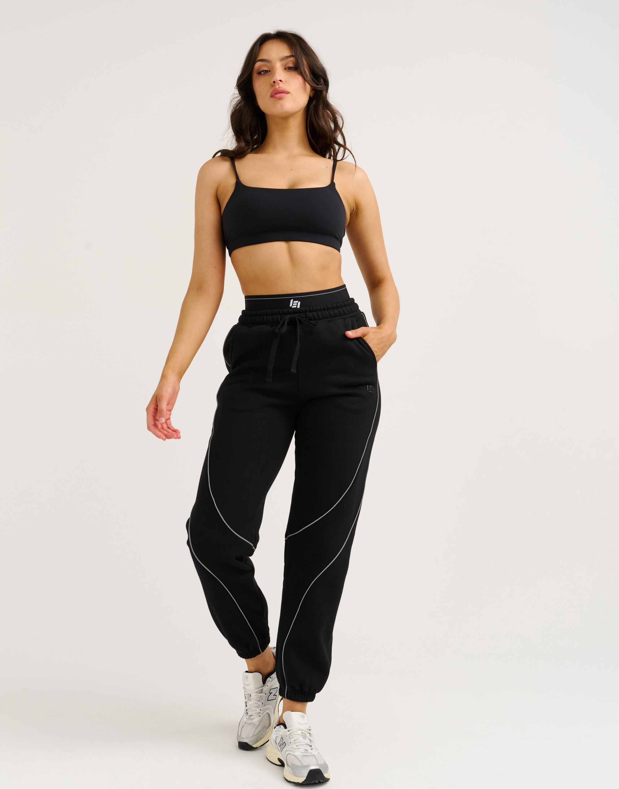 Elemental Layered Jogger Sweatpants - Black/White