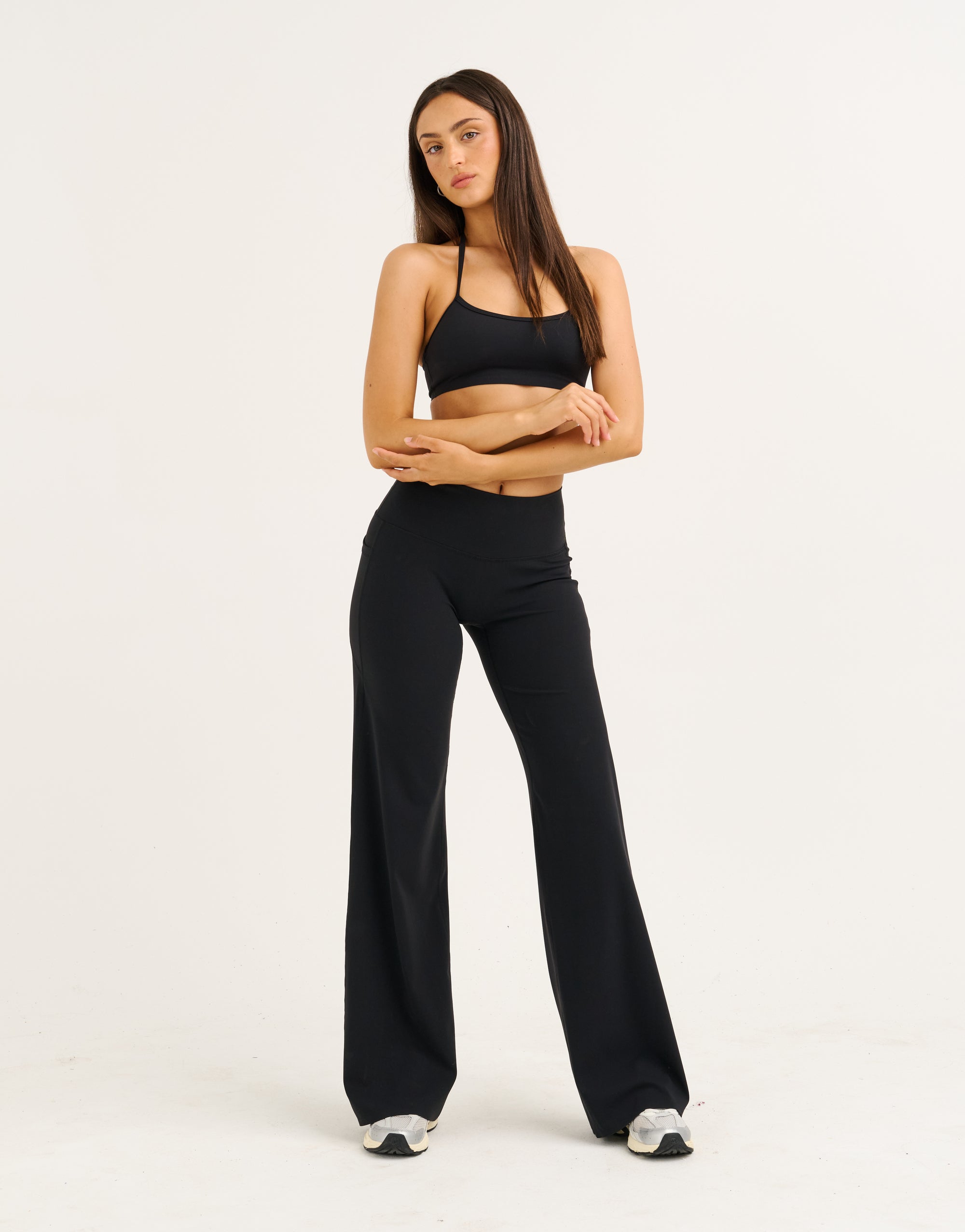 Lycra Wide Leg Pant - Black