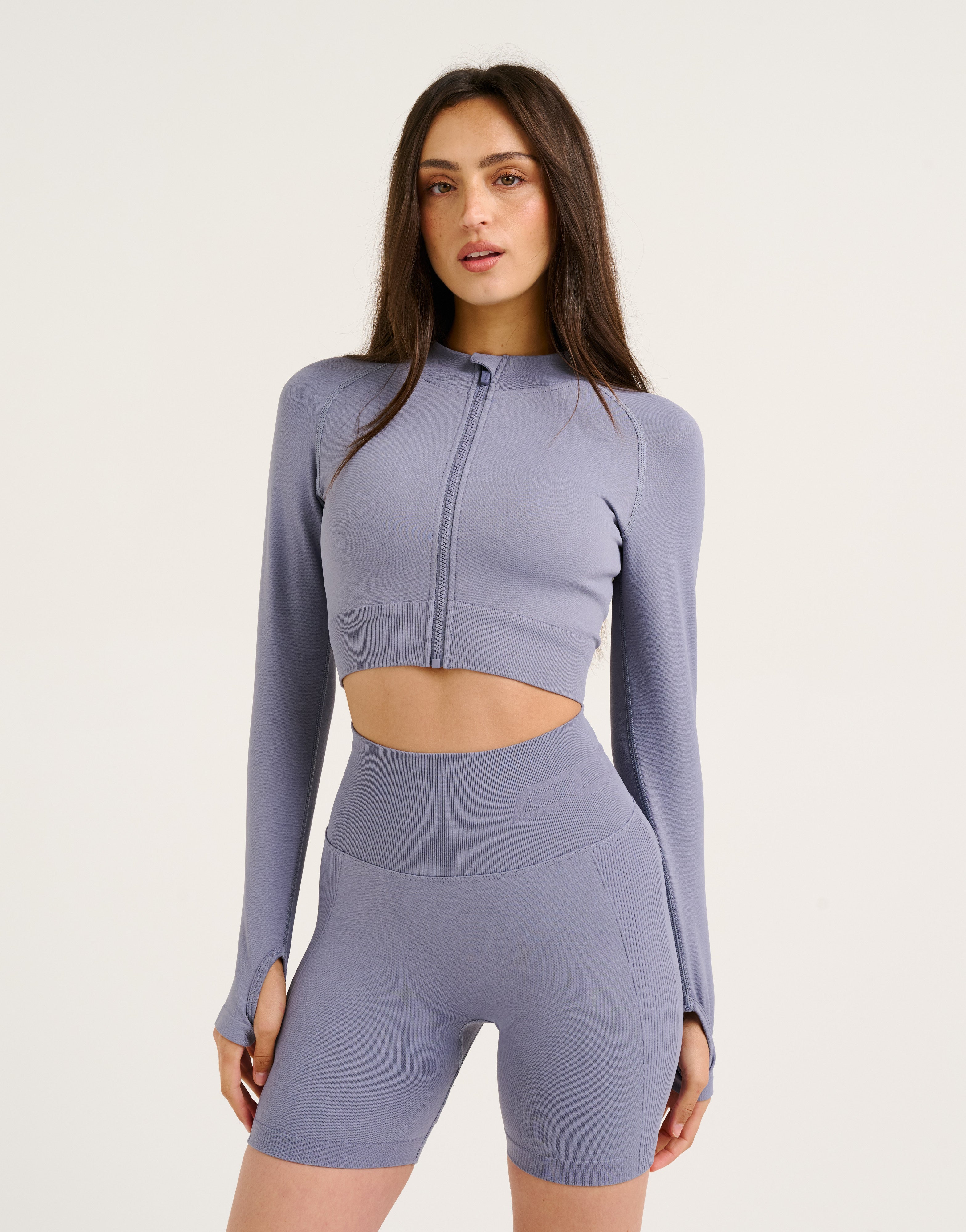 Arise Essential Zip-Up Long Sleeve - Washed Blue