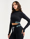 Arise Style Cropped Long Sleeve - Black with Mint