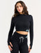 Arise Style Cropped Long Sleeve - Black with Mint