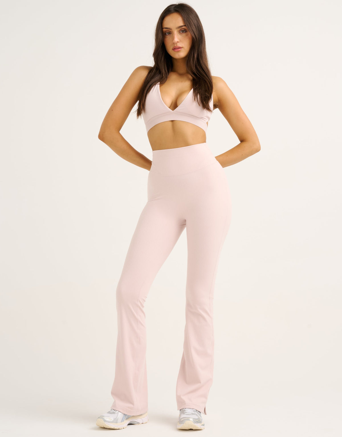 Flare Ribbed Leggings V2 - Mauve