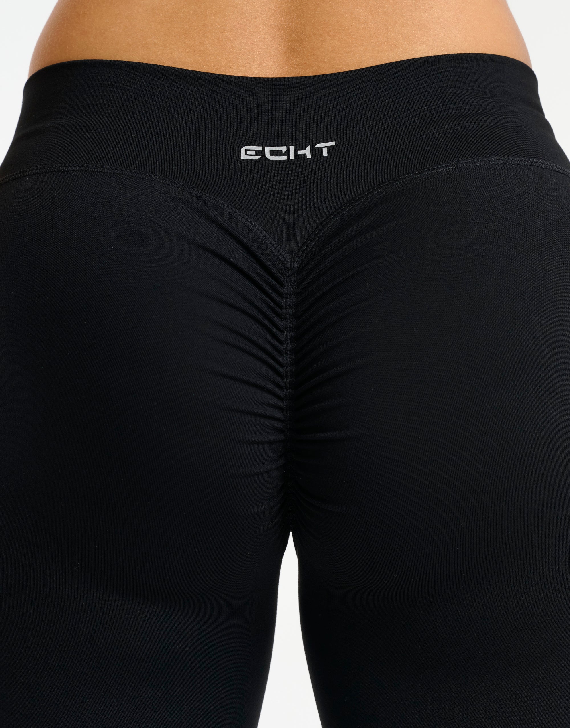 Force Scrunch Mid-Waist Leggings (Minimal Logo) - Black
