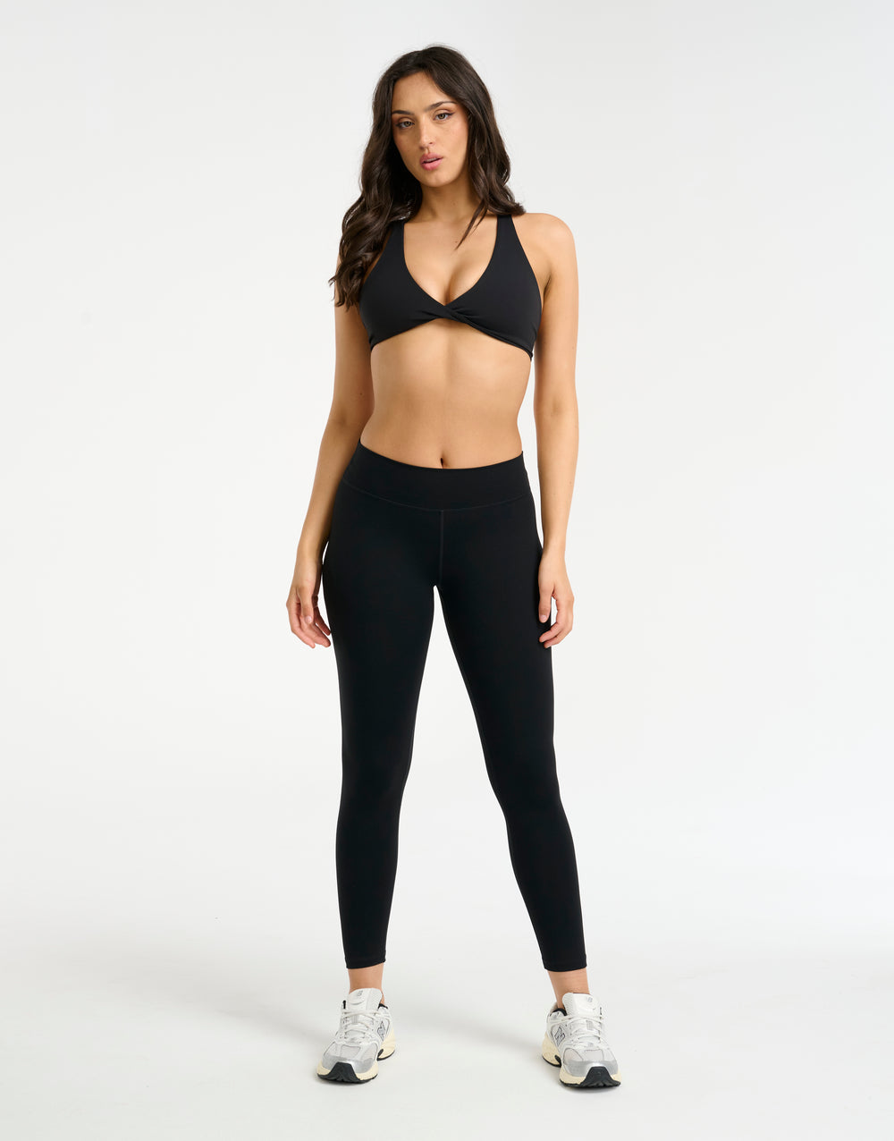 Force Scrunch Mid-Waist Leggings (Minimal Logo) - Black