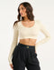 Echt Ribbed Cropped Long Sleeve - Taupe