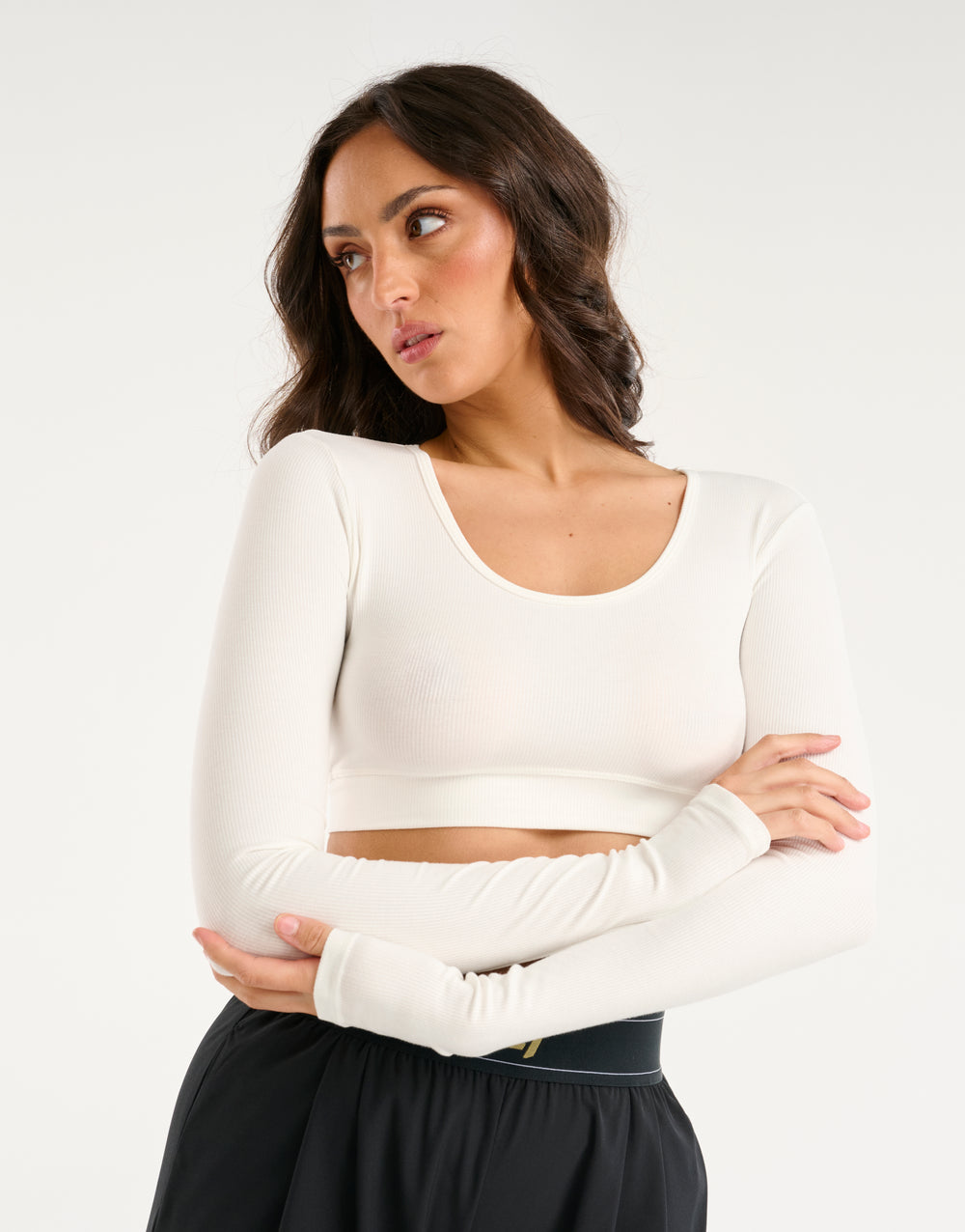 Echt Ribbed Cropped Long Sleeve - White