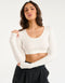 Echt Ribbed Cropped Long Sleeve - White