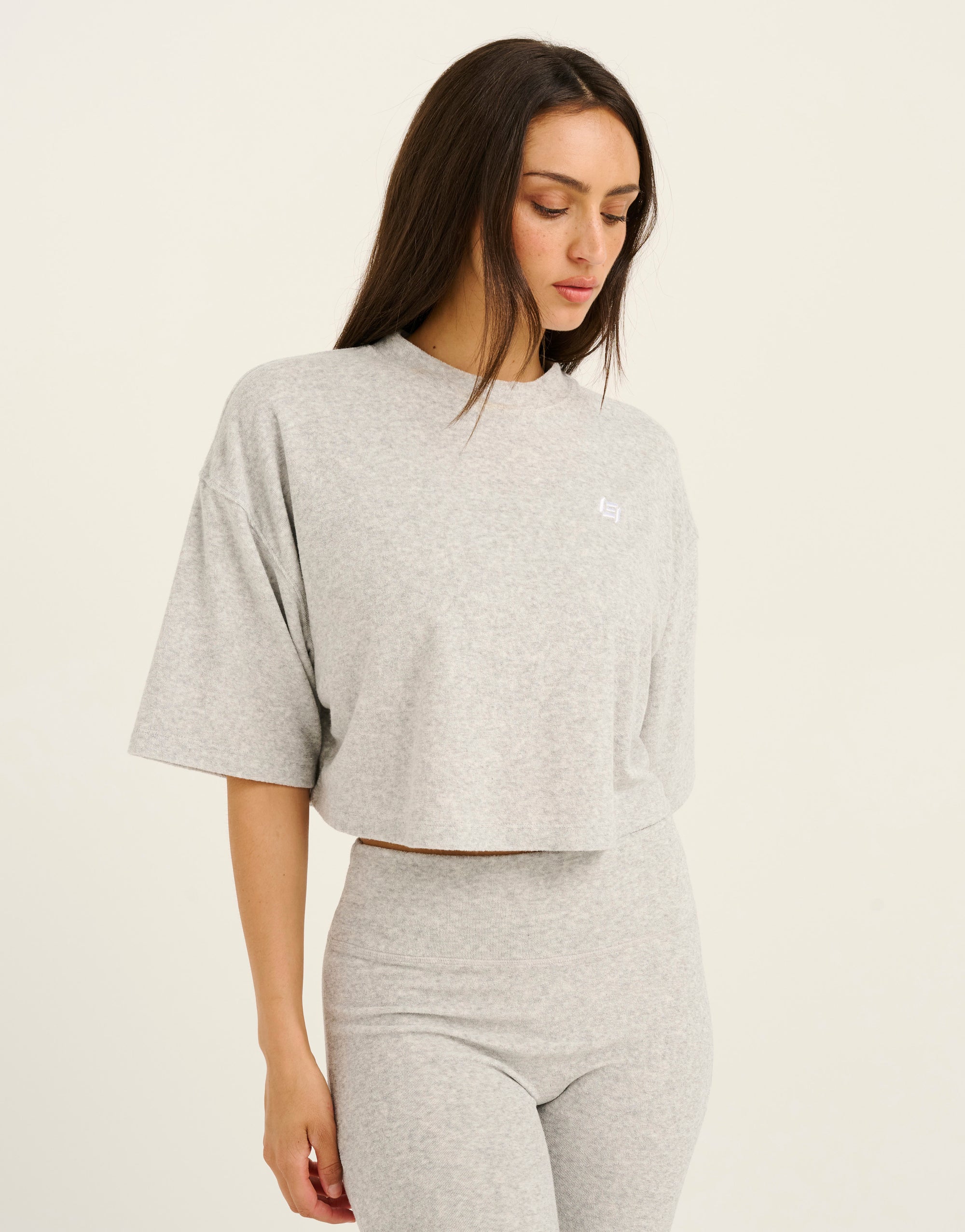 Terry Crop Tee - Grey Marle