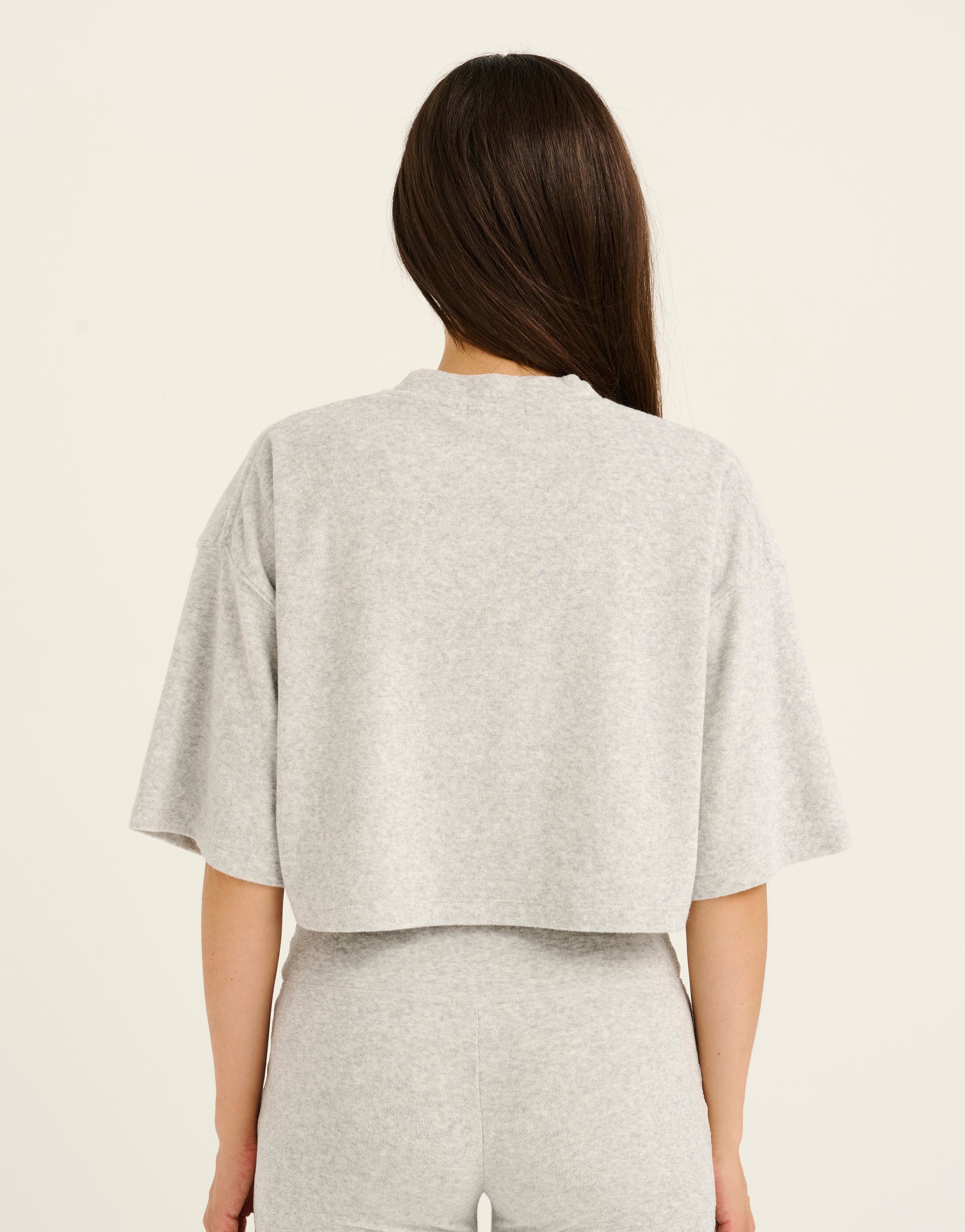Terry Crop Tee - Grey Marle