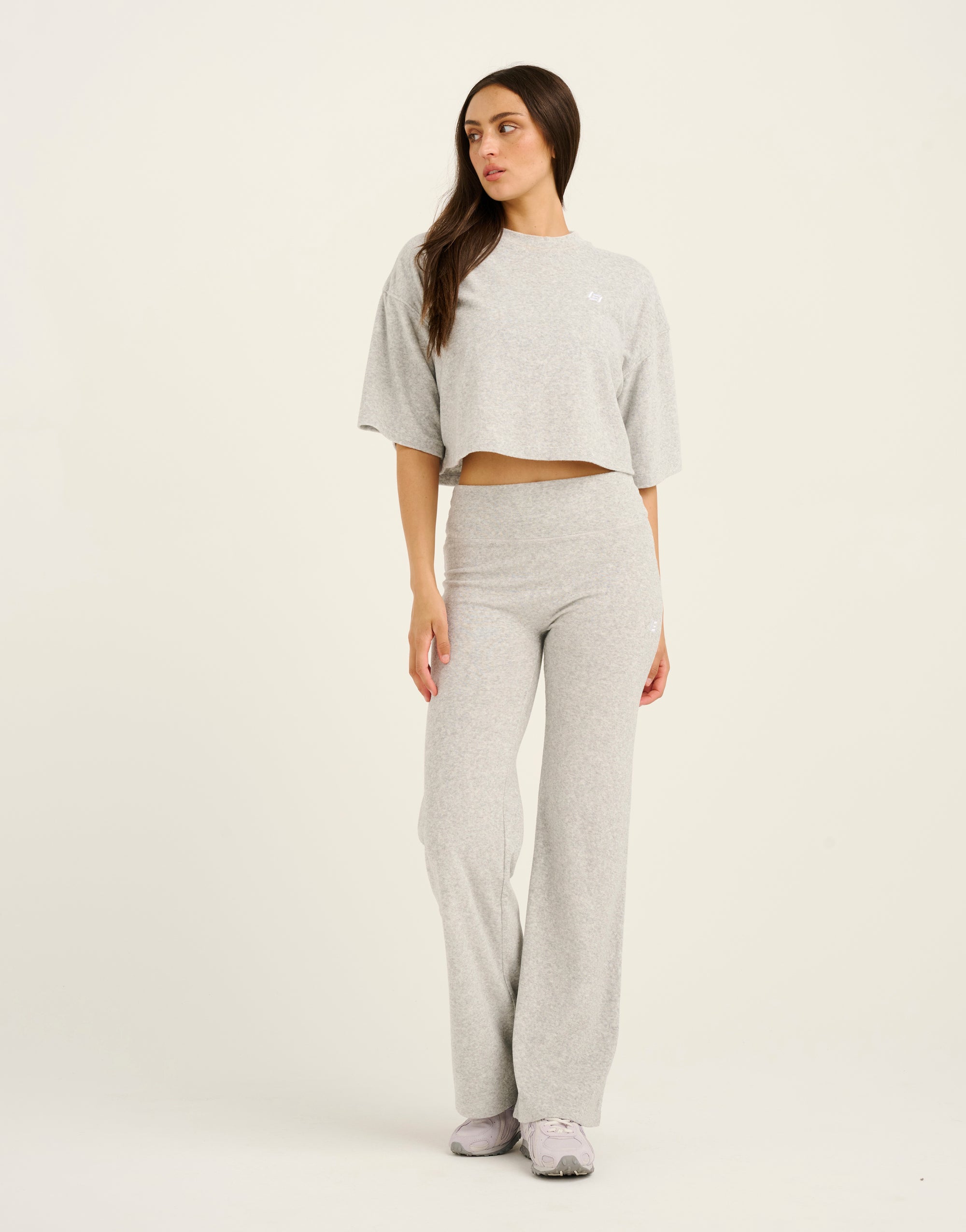 Terry Crop Tee - Grey Marle