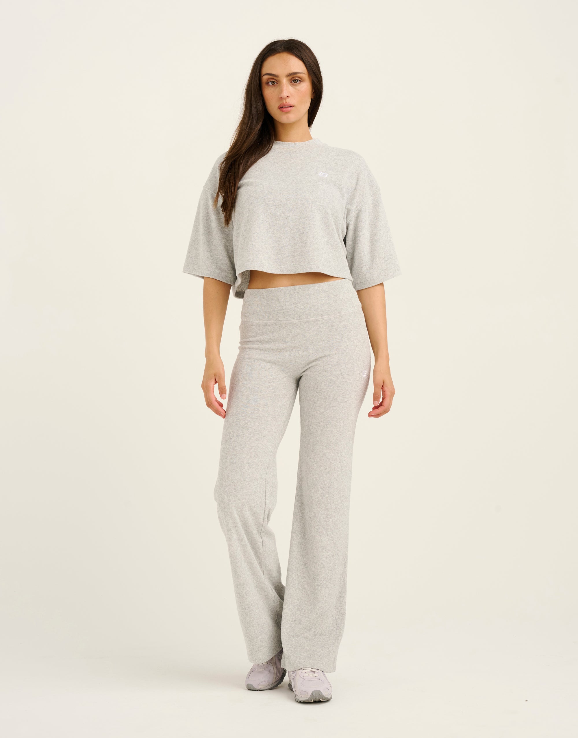 Terry Crop Tee - Grey Marle