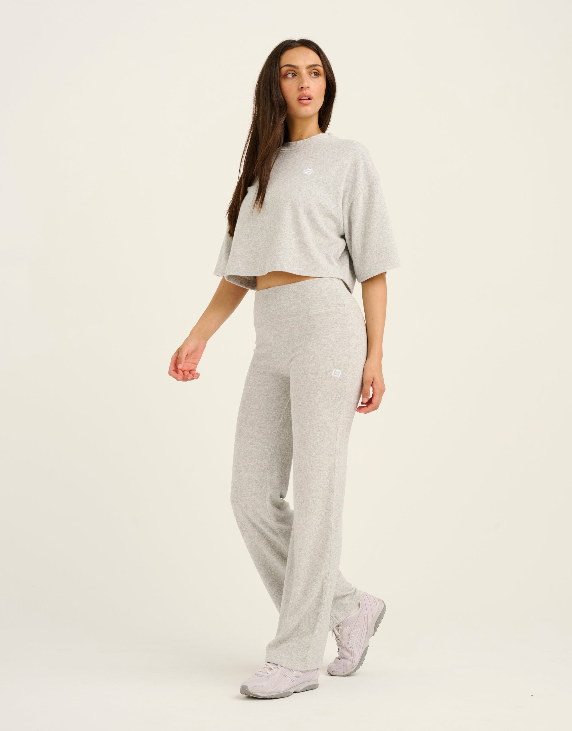Terry Crop Tee - Grey Marle
