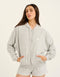 Terry Zip Up Hoodie - Grey Marle