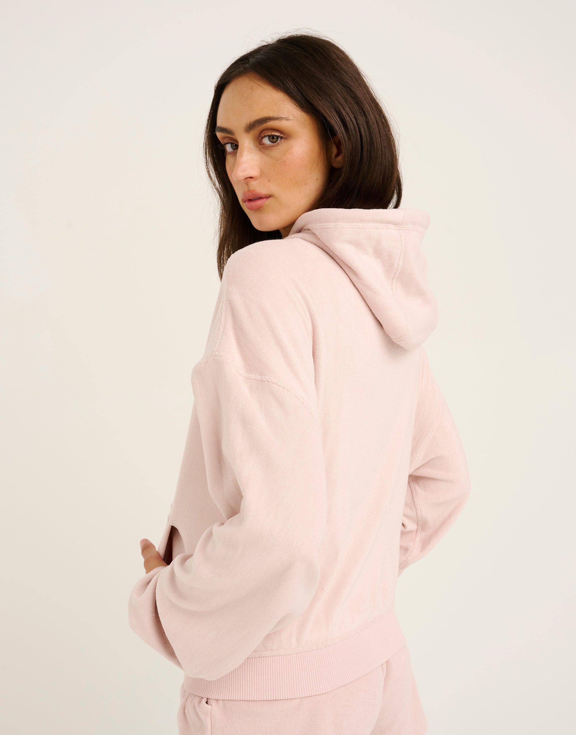 Terry Zip Up Hoodie - Mauve